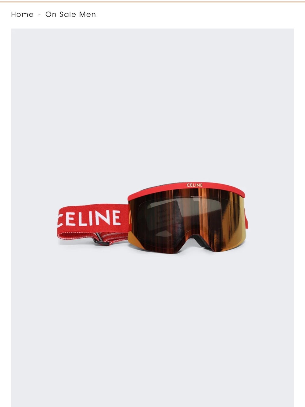 Celine Red Ski Goggles with Amber Mirrored Lens